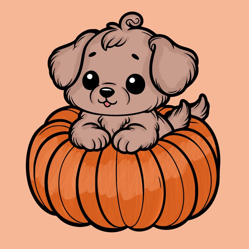 cute little puppy in a pumpkin