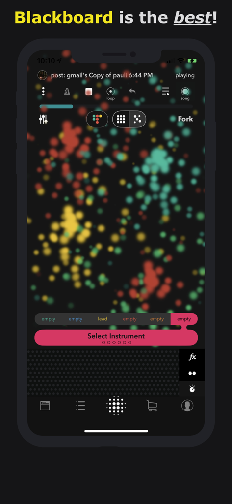 Loopz - Beat Maker - Loopz beat maker app showing the colorful Blackboard music creation interface.
