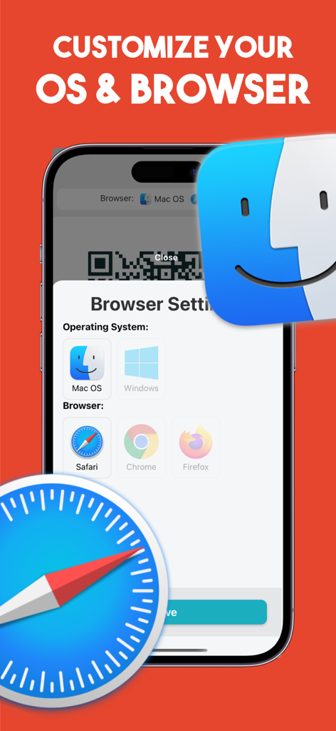 Interfaz para personalizar el sistema operativo y el navegador en WA Web by Mirror Chat