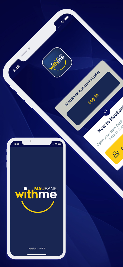 MauBank WithMe mobile app login and registration screens