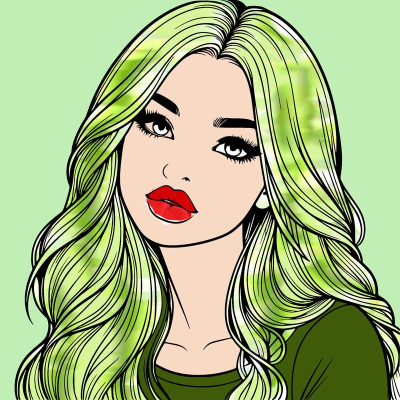 realistic girl with hair on her hair and lips