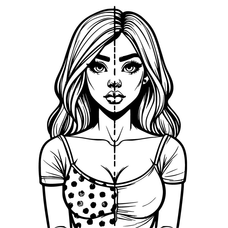 realistic girl, split