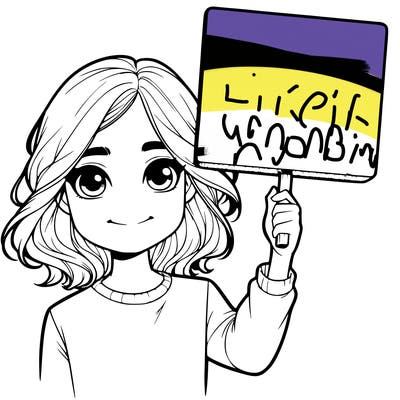 realistic girl holding up a sign