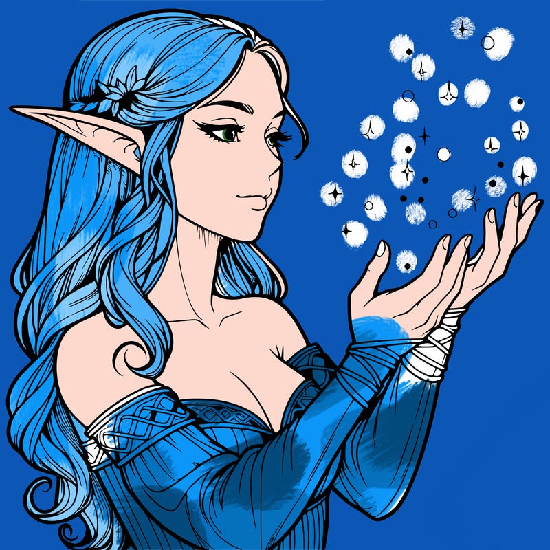 realistic elf girl doing magic