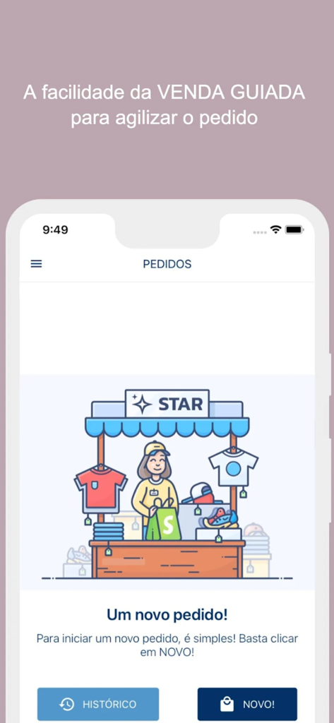 FW - Sales - Mobile Oberfläche der FW Sales App, die den Bildschirm für neue Bestellungen mit geführten Verkaufsfunktionen zeigt