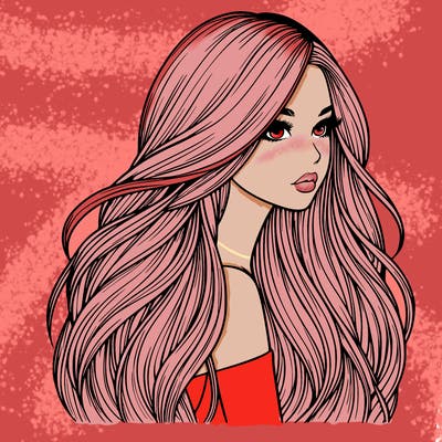 realistic girl with long realistic hair