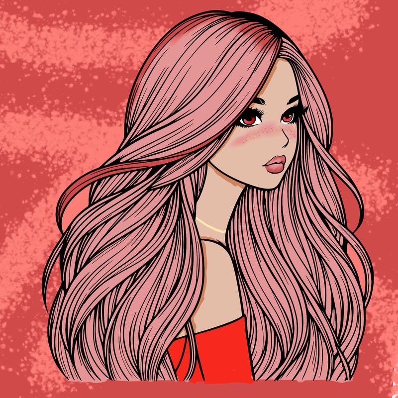 realistic girl with long realistic hair