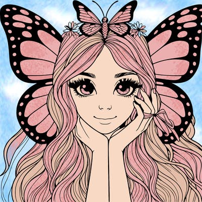 butterfly realistic girl
