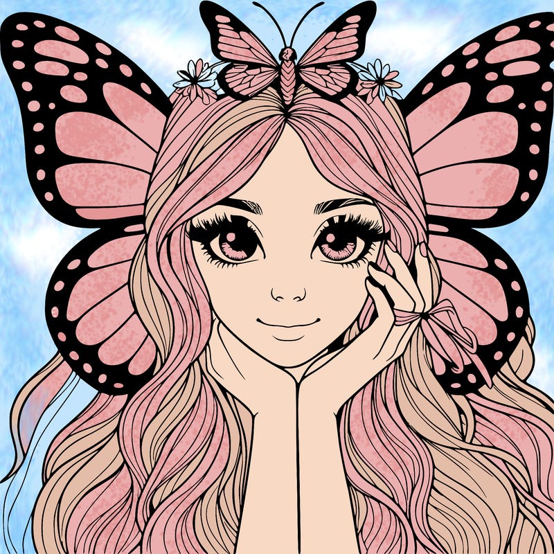 butterfly realistic girl