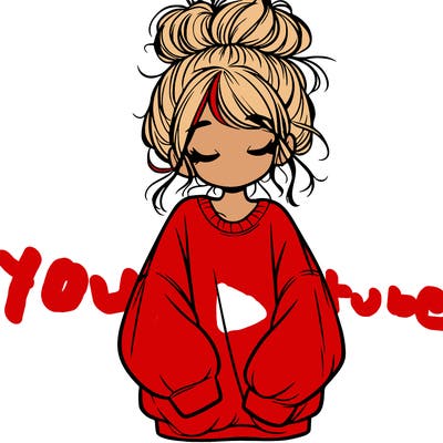 girl with baggy sweatshirt and messy bun