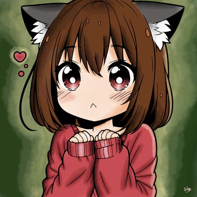shy anime catgirl