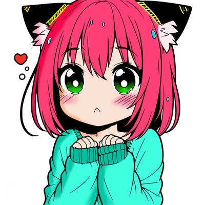 shy anime catgirl