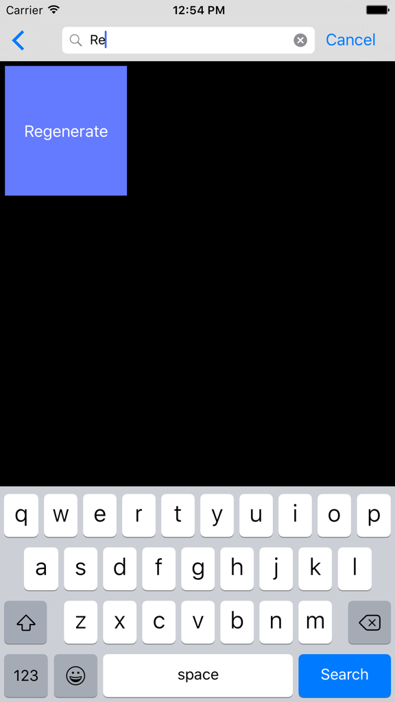 TF2 Soundboard - Search screen of the TF2 Soundboard app showing a blue Regenerate sound button and an open keyboard