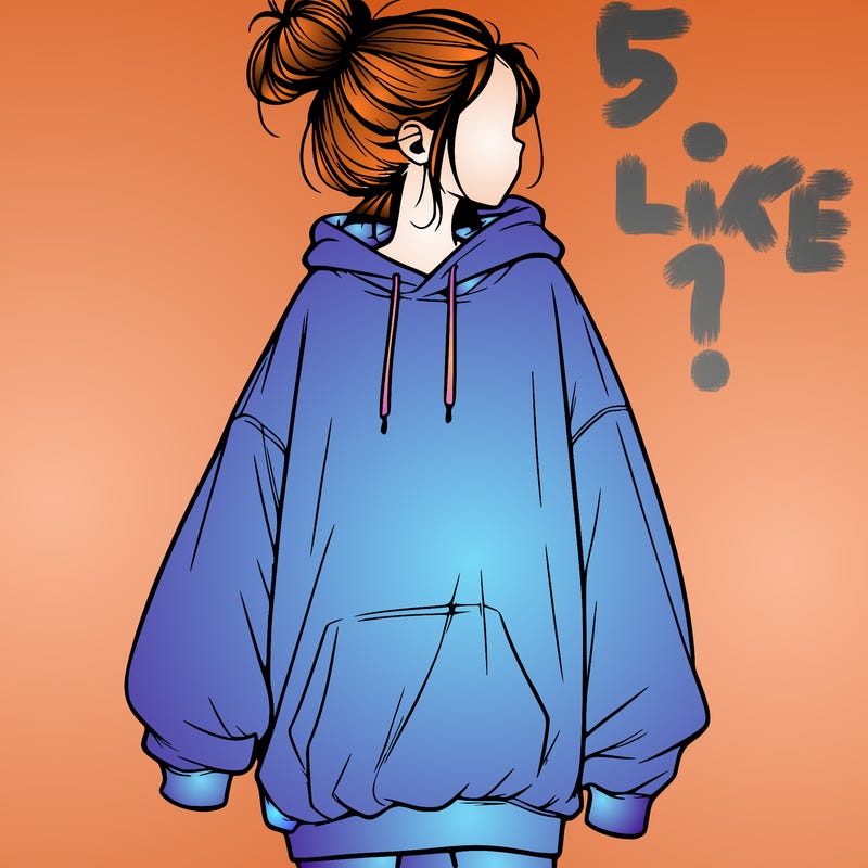 realistic girl with a oversized sweatshirt on and a bun