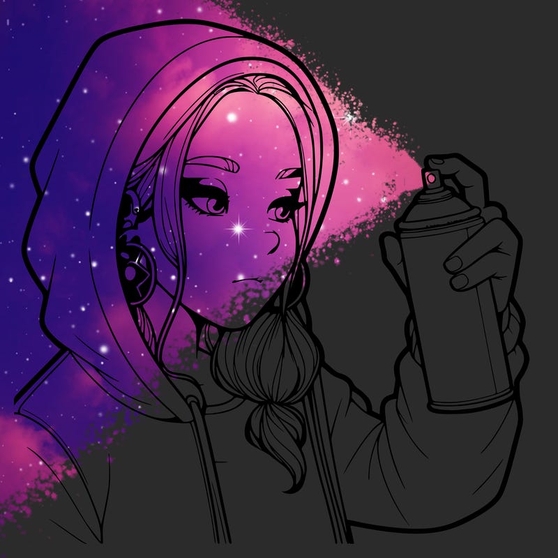 a realistic girl, spray painting