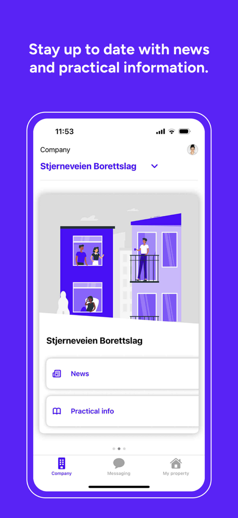 Solibo Home - Solibo Home mobile app interface showing news and practical information for a housing association.
