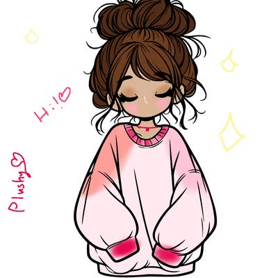 girl with baggy sweatshirt and messy bun