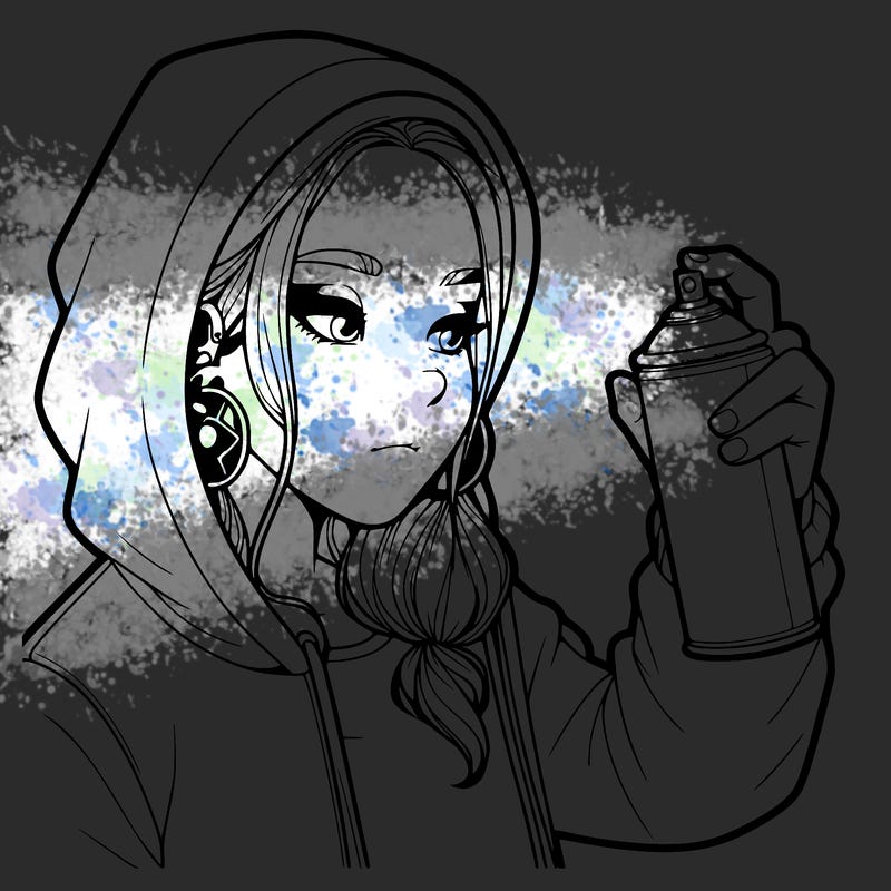 a realistic girl, spray painting