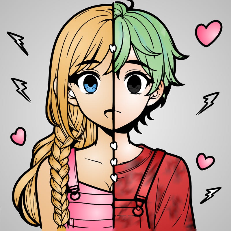 realistic girl boy split