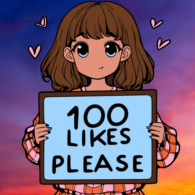 a girl holding a sign saying 100 likes please