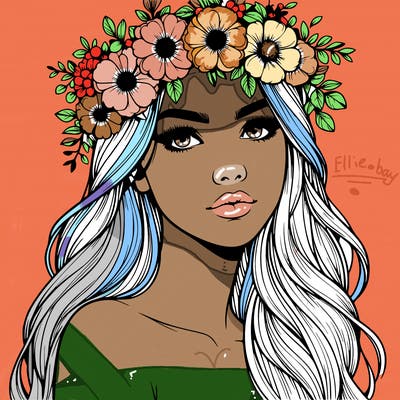 realistic woman with flowers crown