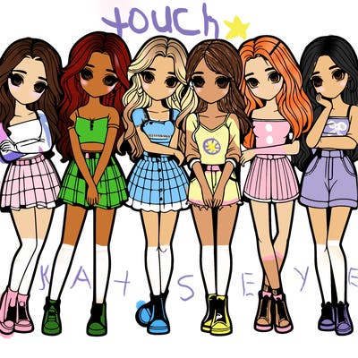 a group of girls realistic