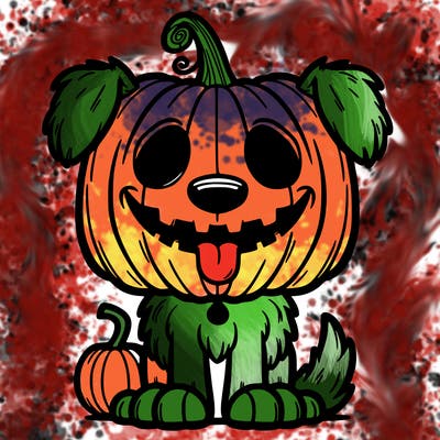 halloween pumpkin dog, scary and funny