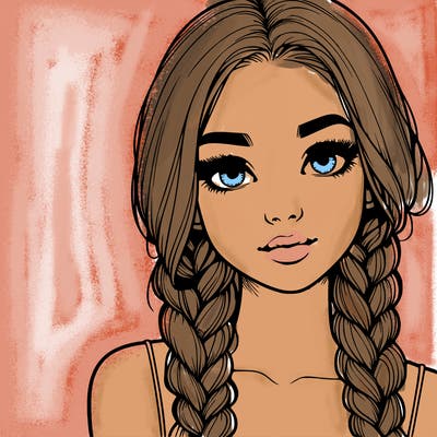 realistic girl with braids