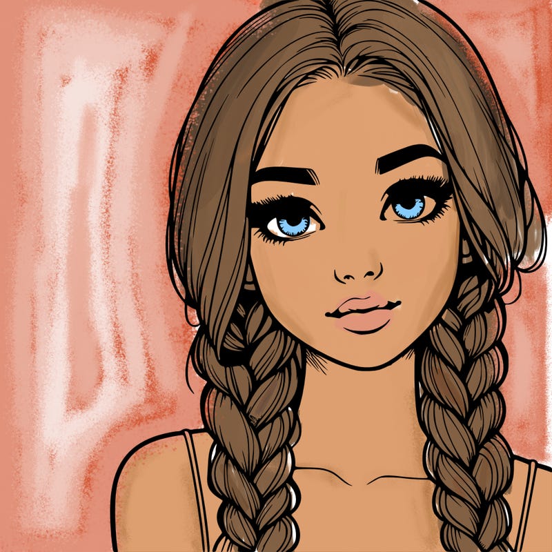 realistic girl with braids