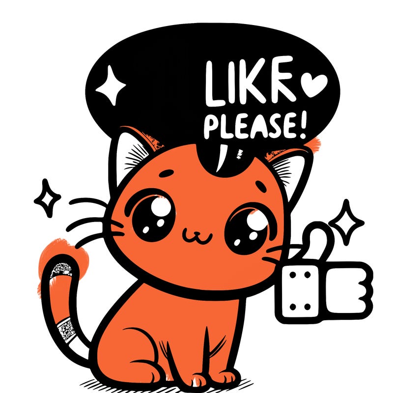 cute cat saying 1 like please