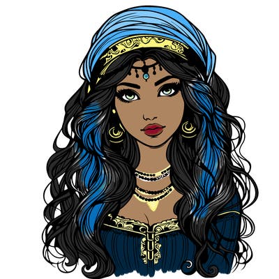 realistic beautiful mysterious gypsy girl