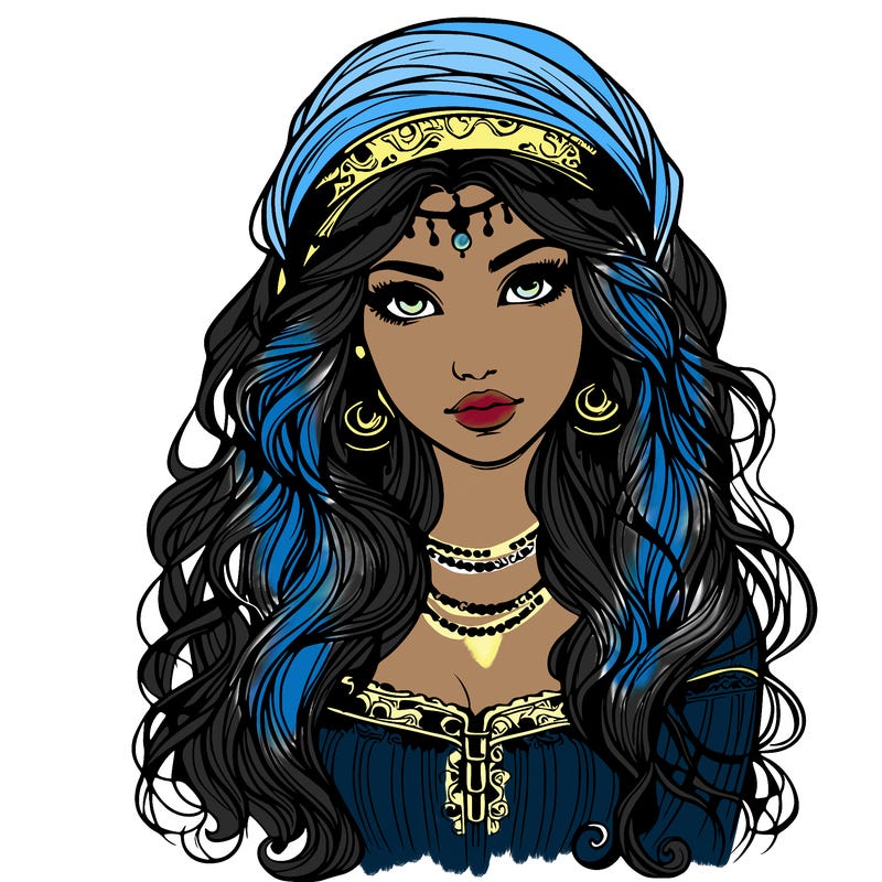 realistic beautiful mysterious gypsy girl
