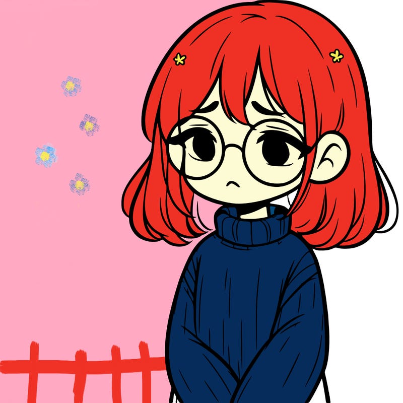 sad girl with glasses in a sweater