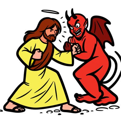 jesus fighting the devil