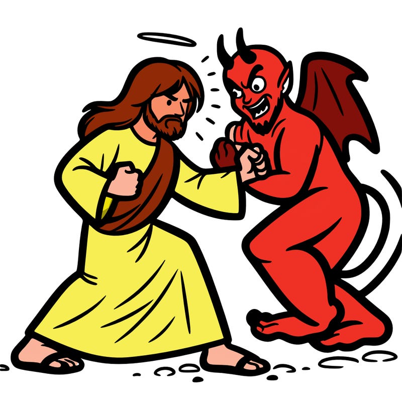 jesus fighting the devil