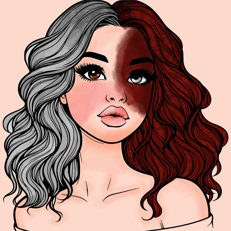 realistic girl with wavy hair and lips