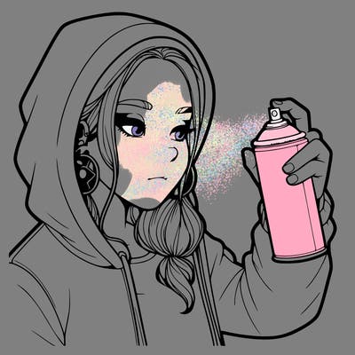 a realistic girl, spray painting