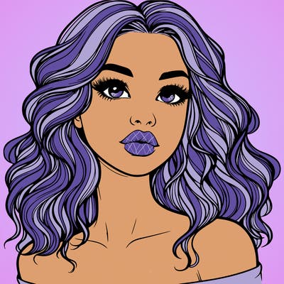 realistic girl with wavy hair and lips