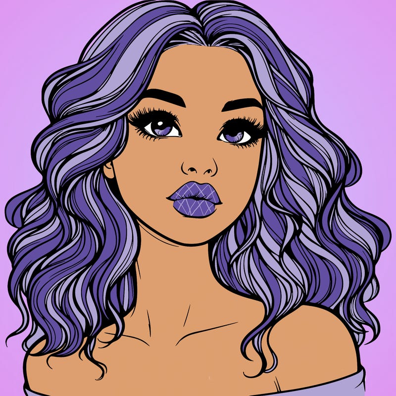 realistic girl with wavy hair and lips