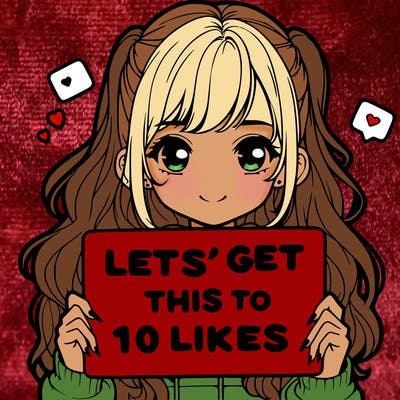 girl holding up sign that says let’s get this to 10 likes realistic