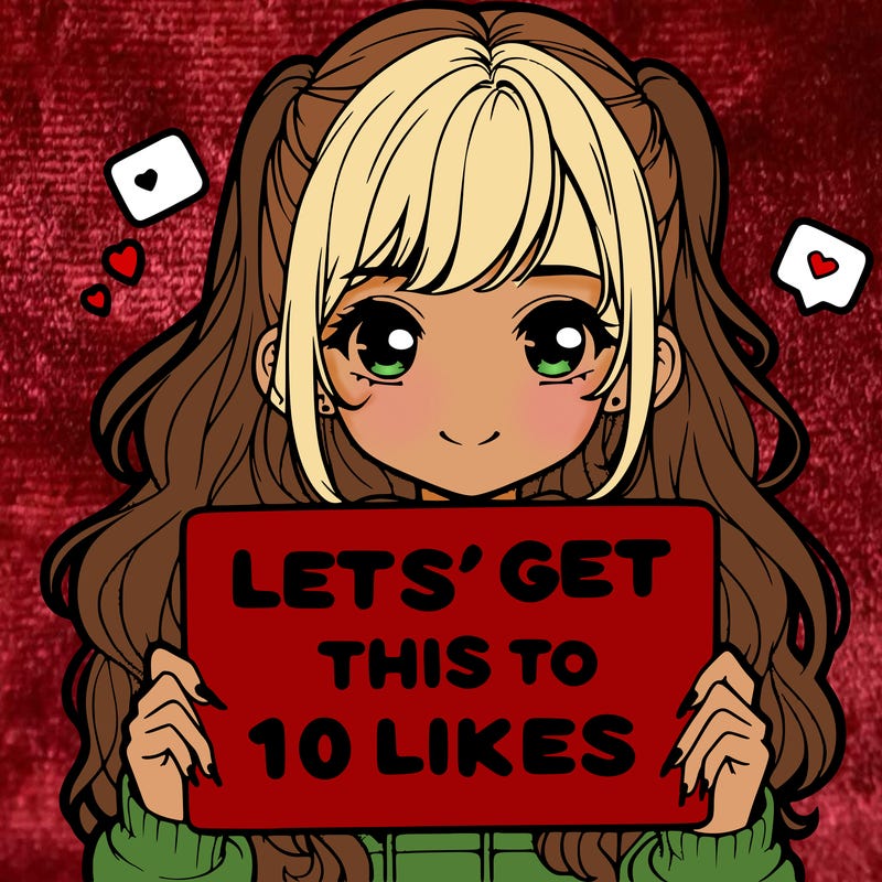 girl holding up sign that says let’s get this to 10 likes realistic