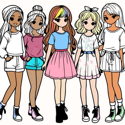 a group of five girls