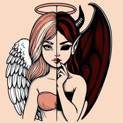 realistic angel half demon