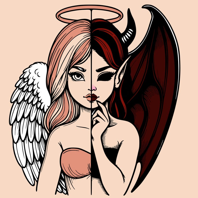 realistic angel half demon