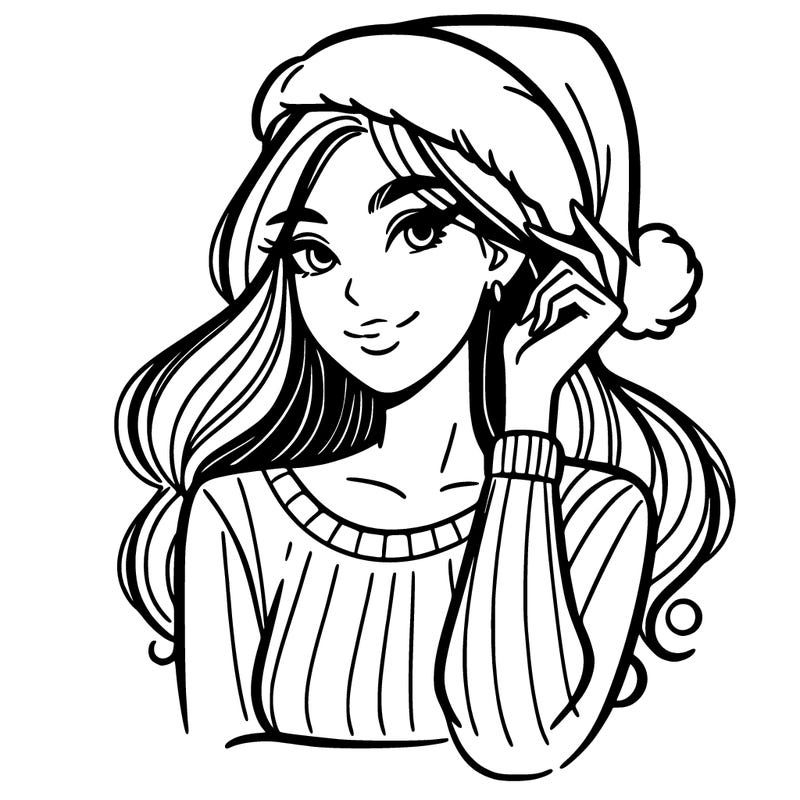 woman with santa hat
