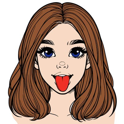 realistic girl with her tongue out