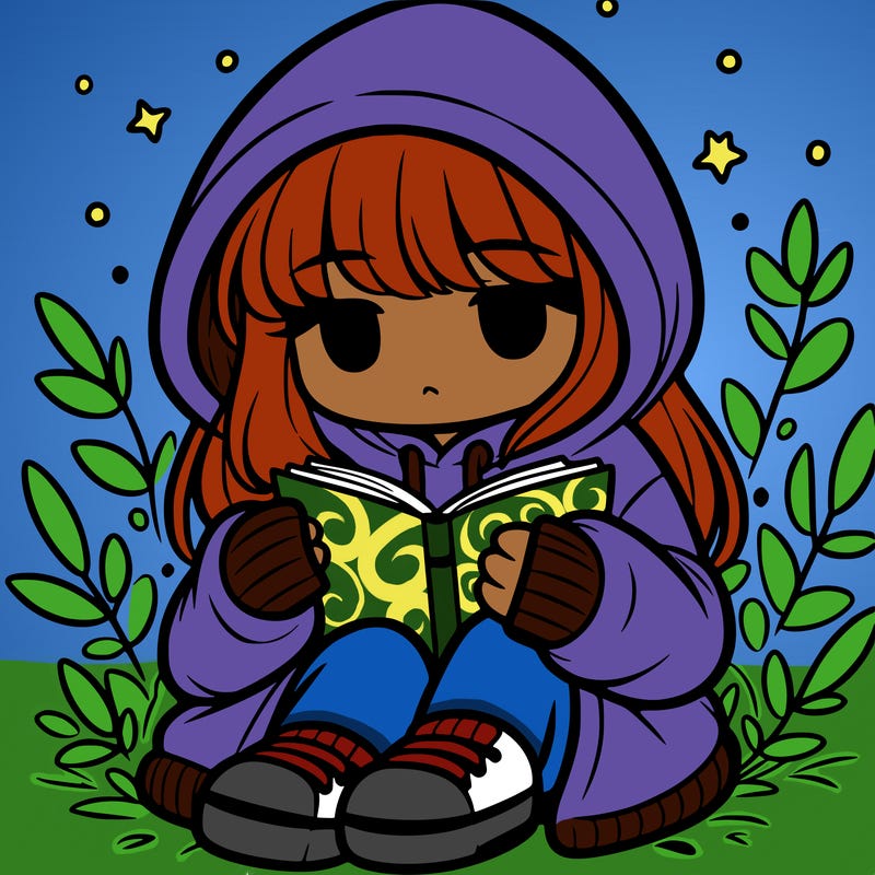 girl in oversized hoodie reading a book