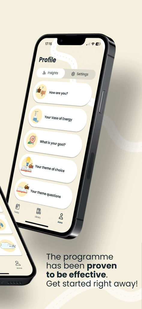 Untire Now - Untire Now App Profilansicht zeigt Energietracking und Benutzereinblicke zur Krebsgenesung.