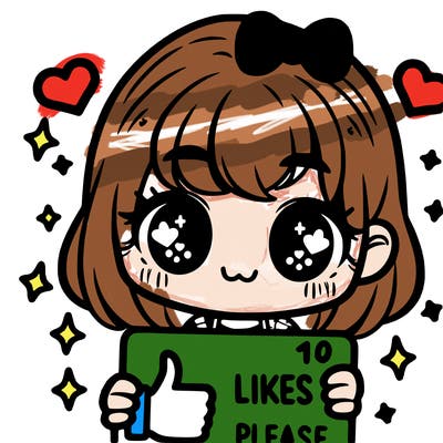a girl holding 10 likes pls