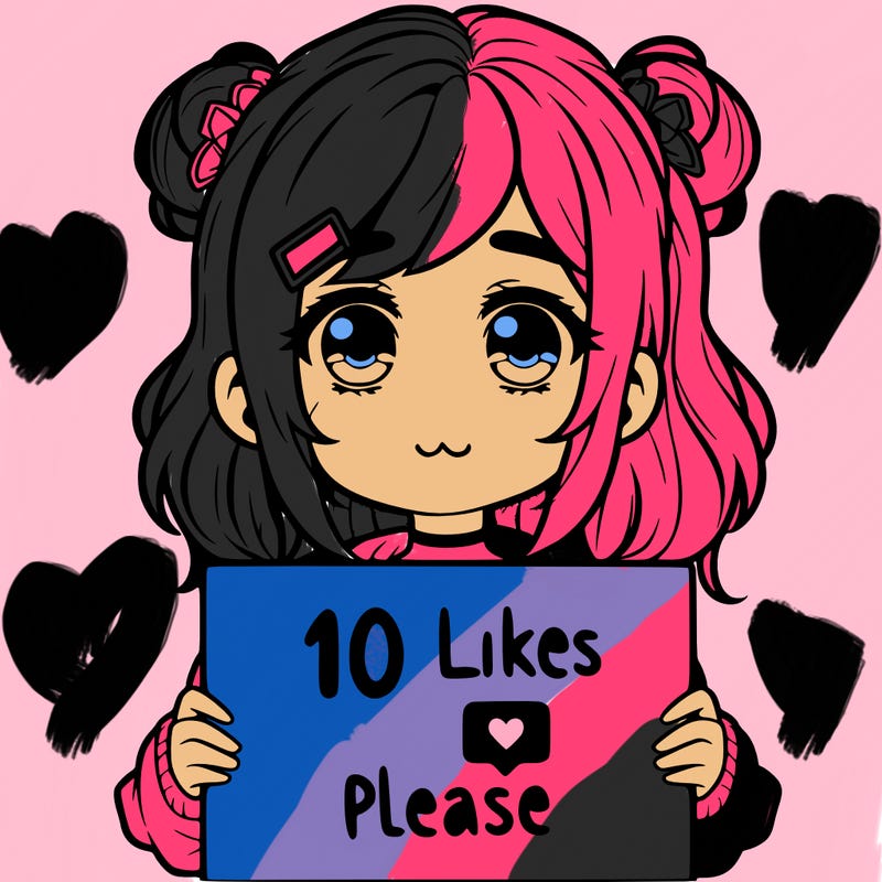 a girl with a sign saying 10 likes please